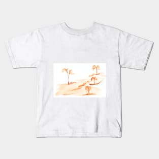 Landscape, watercolor, background, nature, trees, autumn, summer, rural landscape, tranquility, meditation Kids T-Shirt